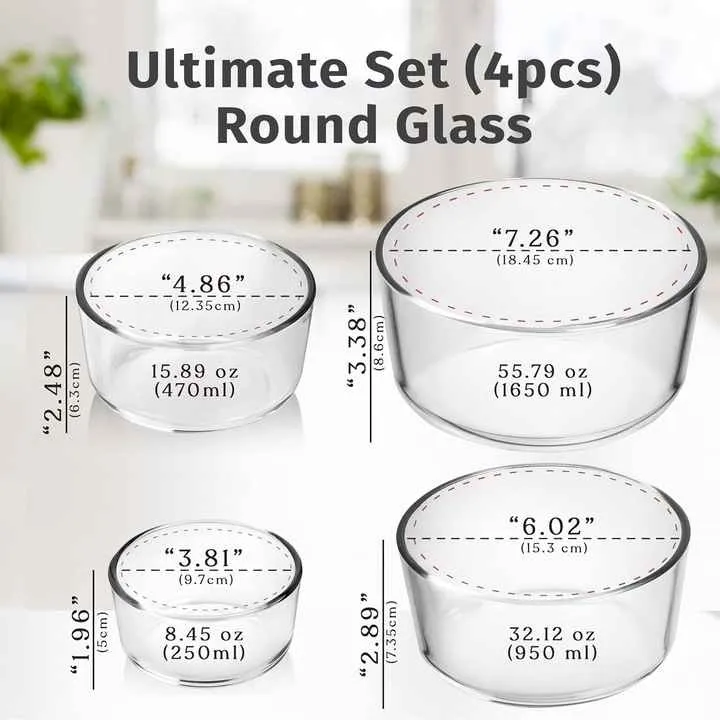 حاويات زجاجية لتخزين الطعام، حاوية زجاجية، 8 قطعGlass Food Storage Containers, Glass Container, 8 Pieces