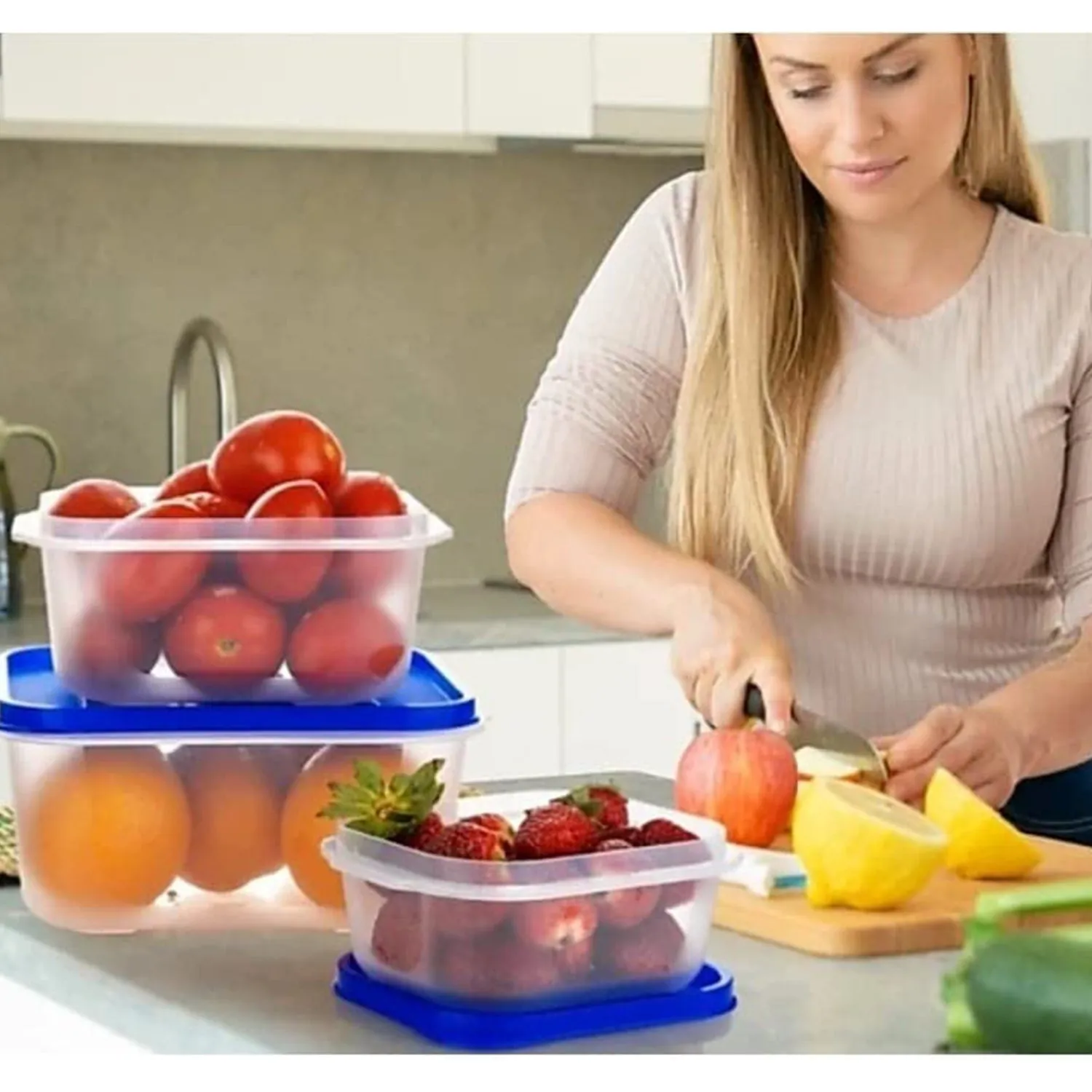 3 Pcs Square Shape Food Grocery Storage Container