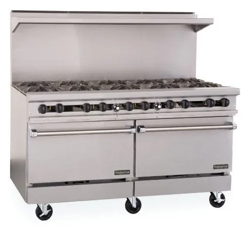60" Gas Restaurant Range, 10 Open Burners, One Storage Base & One Oven