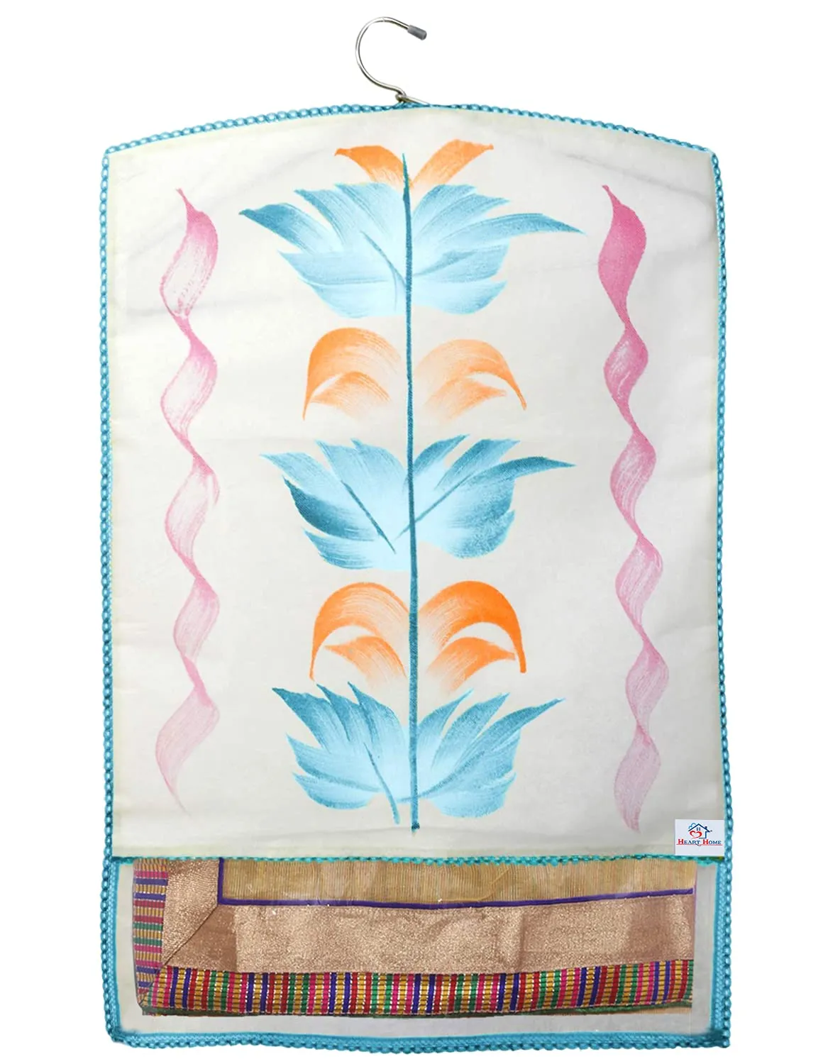 Heart Home Non Woven Hanging Saree Cover, Wardrobe Organizer, Closet Organizer, Saree & Garments Protector Cover With 1 Zipper Compartment on Back Side- Pack of 6 (Sky Blue)-HS_38_HEARTH21491