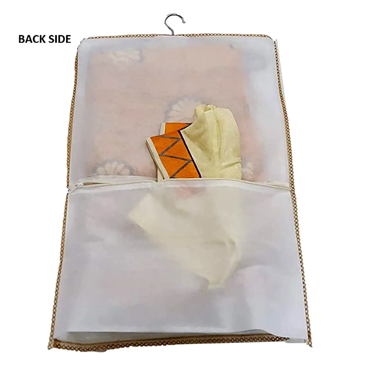Heart Home Non Woven Hanging Saree Cover, Wardrobe Organizer, Closet Organizer, Saree & Garments Protector Cover With 1 Zipper Compartment on Back Side- Pack of 6 (Sky Blue)-HS_38_HEARTH21491