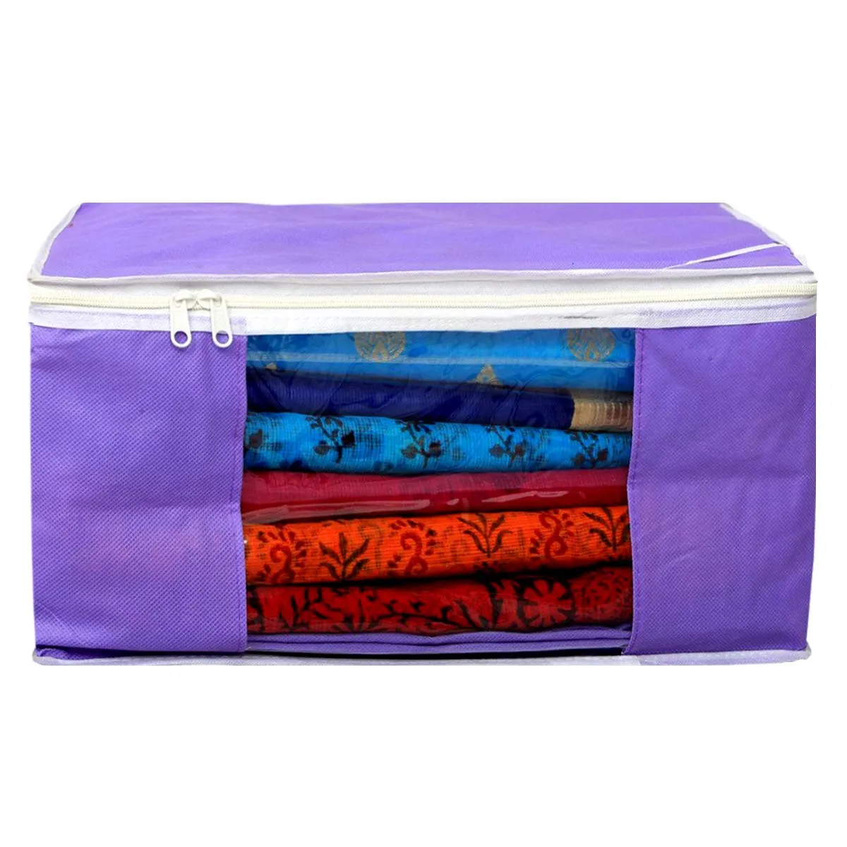 Kuber Industries Non Woven 6 Pieces Saree Cover/Cloth Wardrobe Organizer and 6 Pieces Blouse Cover Combo Set (Pink & Purple)