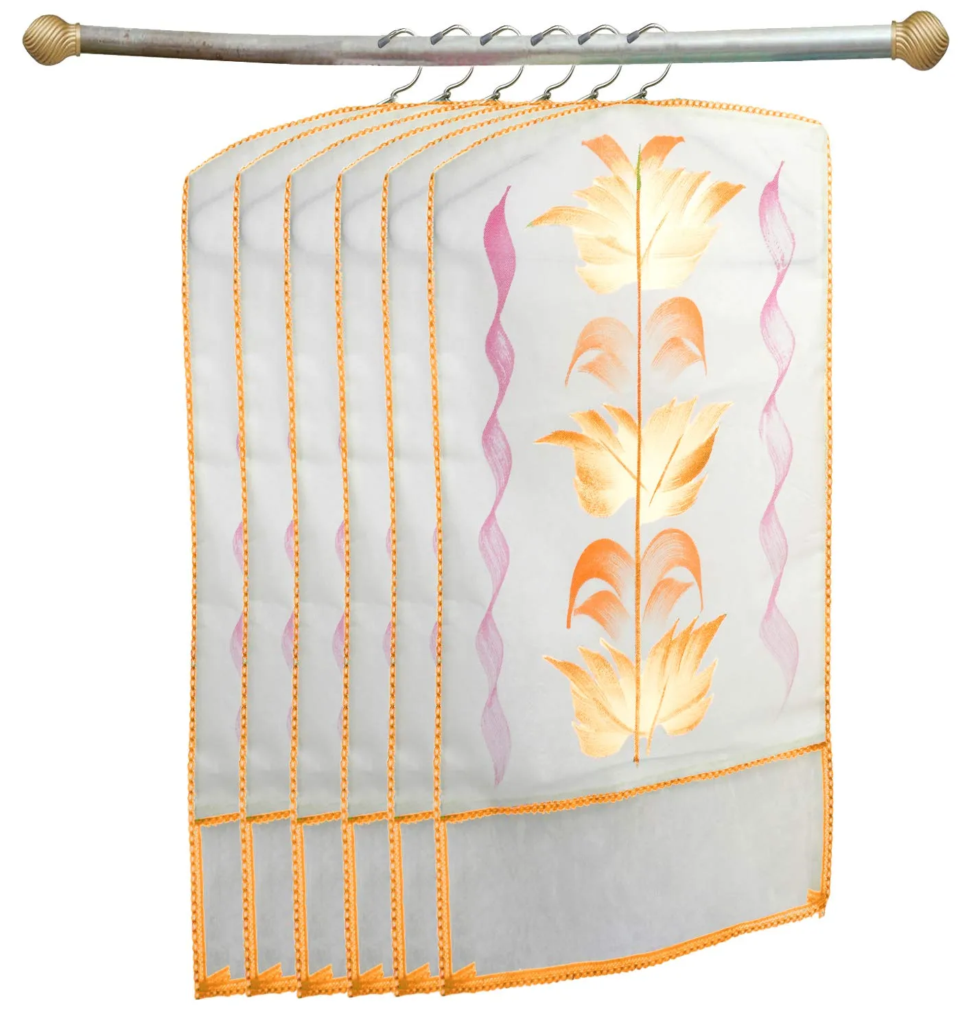 Kuber Industries Printed 12 Piece Non Woven Hanging Saree Cover Wardrobe Organiser (Cream) -CTKTC38943