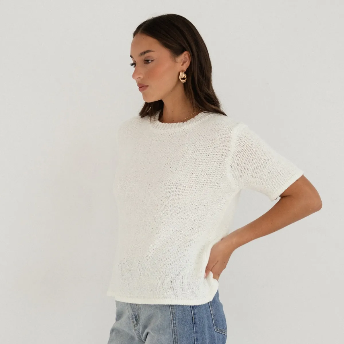 Layne Knit Top (White)