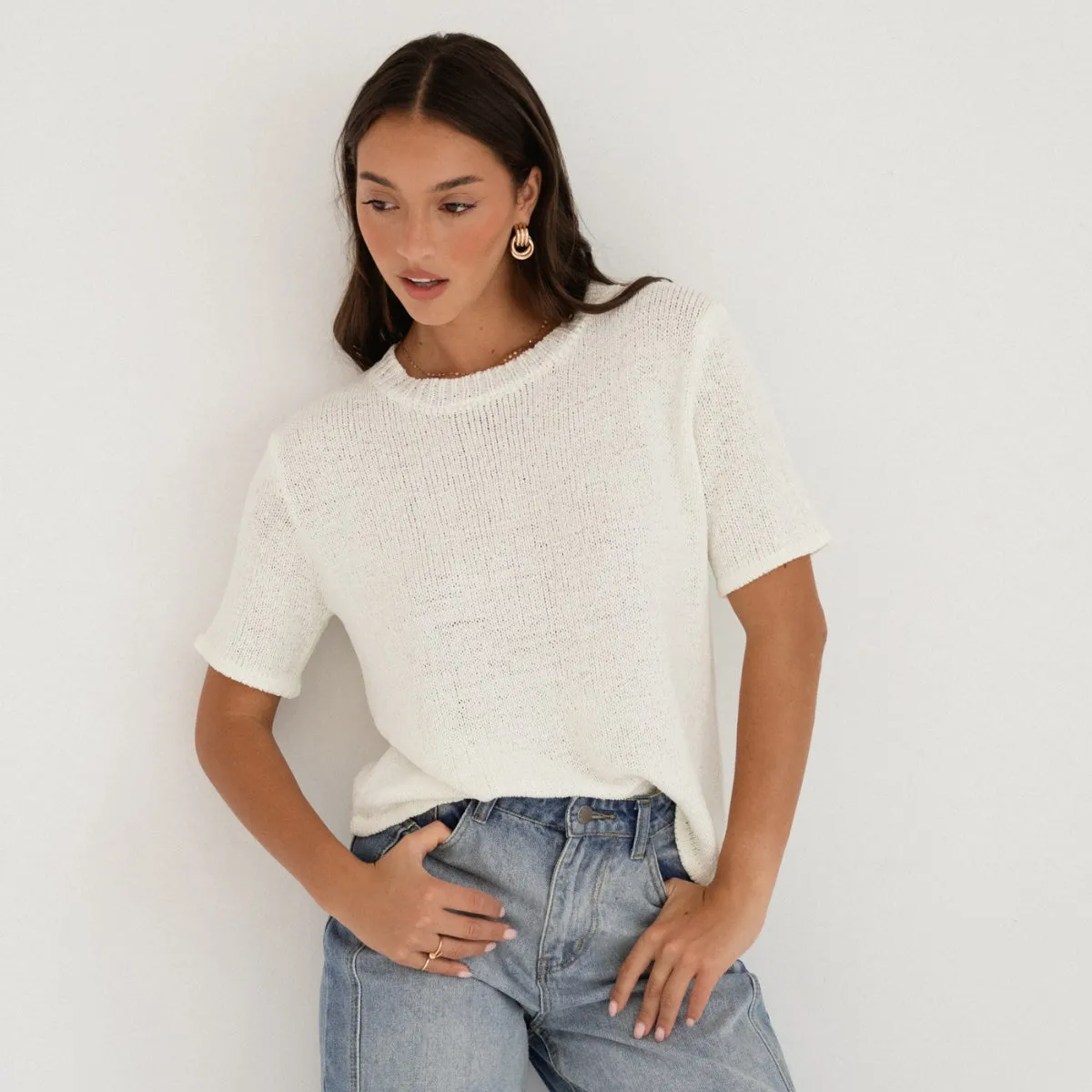 Layne Knit Top (White)
