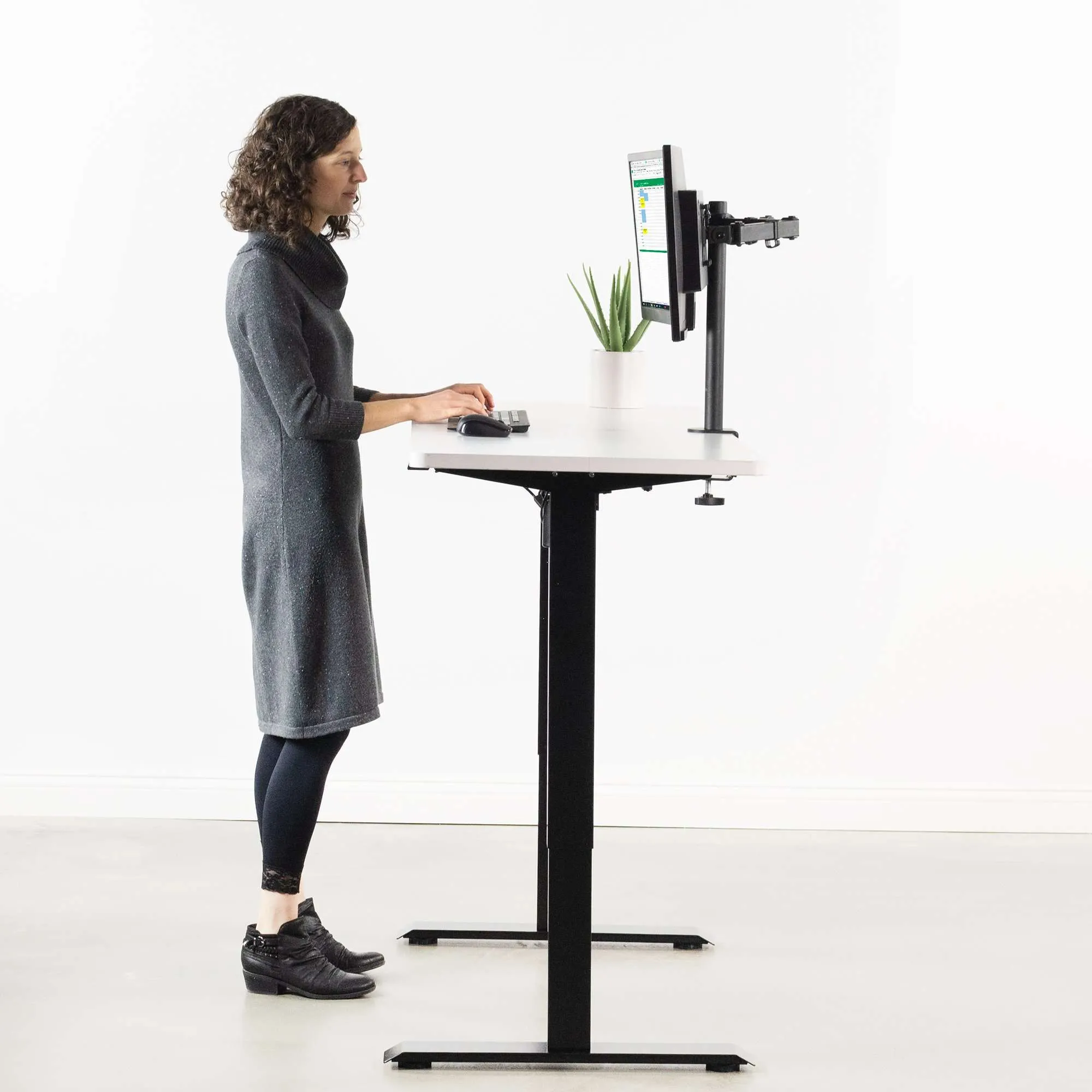 VIVO 33” to 51” Wide Electric Height-adjustable Standing Desk Frame, DESK-V100EB/V100EW